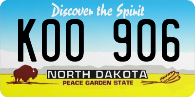 ND license plate KOO906