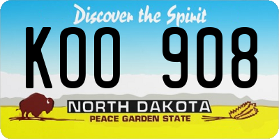 ND license plate KOO908