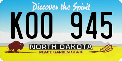 ND license plate KOO945