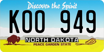 ND license plate KOO949