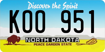 ND license plate KOO951