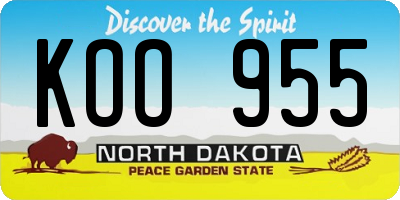 ND license plate KOO955