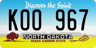 ND license plate KOO967