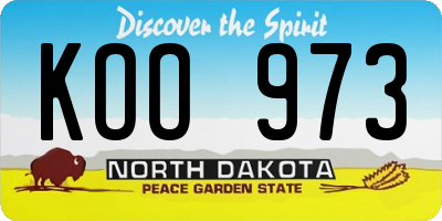 ND license plate KOO973