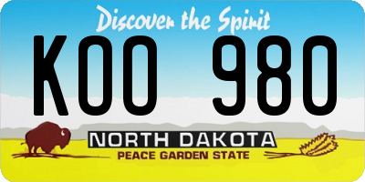 ND license plate KOO980
