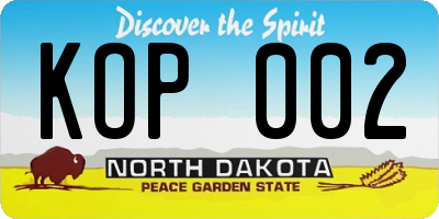 ND license plate KOP002