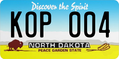 ND license plate KOP004