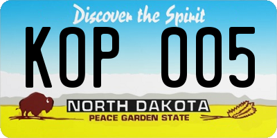 ND license plate KOP005