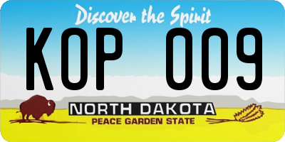 ND license plate KOP009