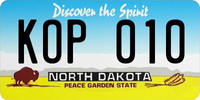 ND license plate KOP010