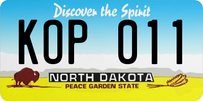 ND license plate KOP011