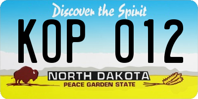 ND license plate KOP012