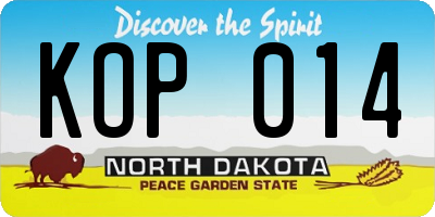 ND license plate KOP014