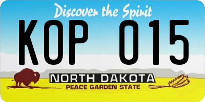 ND license plate KOP015