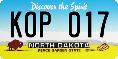 ND license plate KOP017