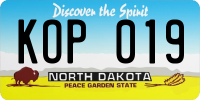ND license plate KOP019