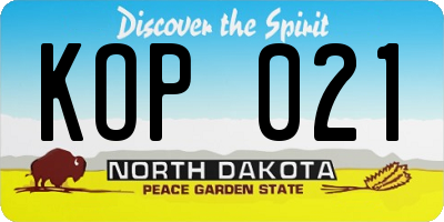ND license plate KOP021