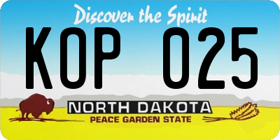 ND license plate KOP025