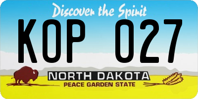 ND license plate KOP027