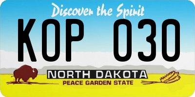 ND license plate KOP030