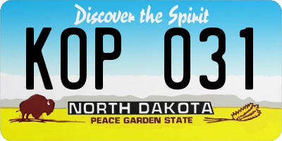 ND license plate KOP031