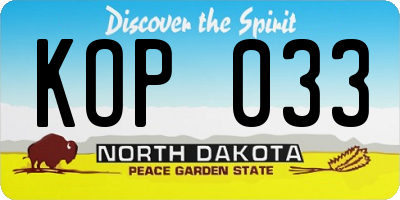 ND license plate KOP033