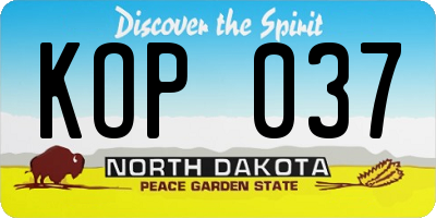 ND license plate KOP037
