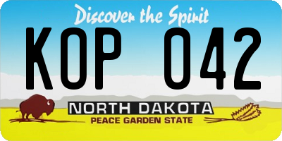 ND license plate KOP042