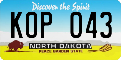 ND license plate KOP043