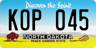 ND license plate KOP045