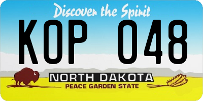 ND license plate KOP048