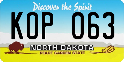 ND license plate KOP063