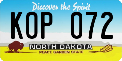 ND license plate KOP072