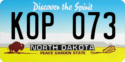 ND license plate KOP073