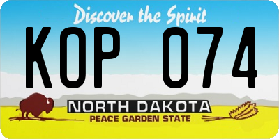 ND license plate KOP074