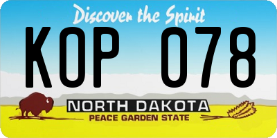 ND license plate KOP078