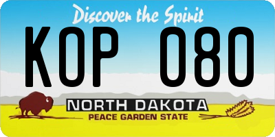ND license plate KOP080