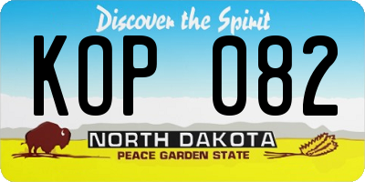 ND license plate KOP082