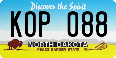 ND license plate KOP088