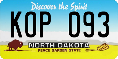 ND license plate KOP093