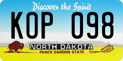 ND license plate KOP098