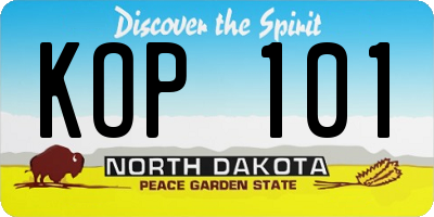 ND license plate KOP101