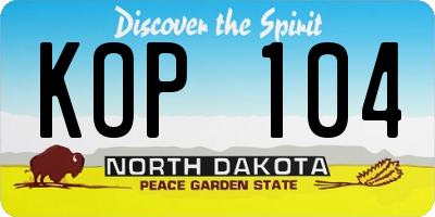 ND license plate KOP104
