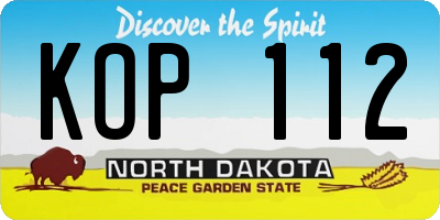 ND license plate KOP112