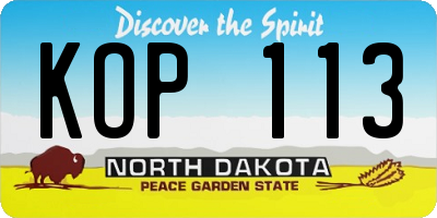 ND license plate KOP113
