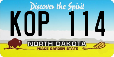 ND license plate KOP114
