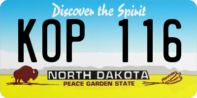ND license plate KOP116