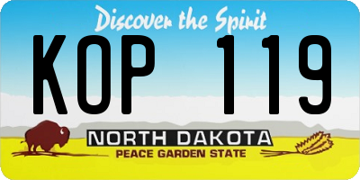ND license plate KOP119