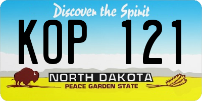 ND license plate KOP121