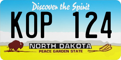 ND license plate KOP124